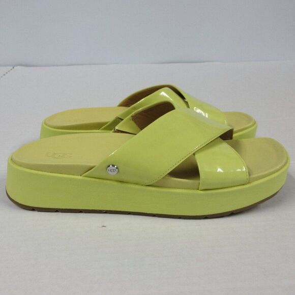 UGG Shoes - UGG Emily Patent Leather Slide Sandals Size 6 Margarita Yellow Shoes1107896 NWT